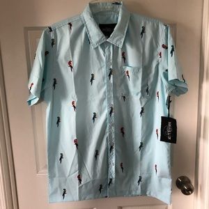 Bird parrot 🦜 print button down shirt large